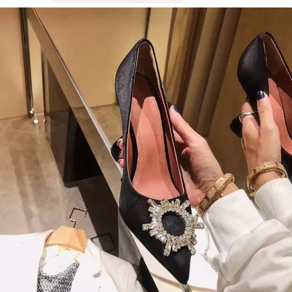- High Heels Women's Crystal Diamond Buckle Shoes Stiletto (Amina Muaddireplica - Picture 3 of 4